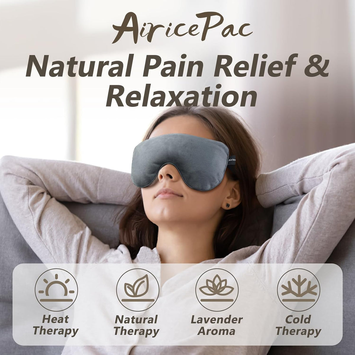 AiricePac Lavender Heat Eye Mask, Microwavable Moist Heating Pad for Dry Eyes, Blepharitis & Stye, Blue, Soft & Durable, Adjustable Strap