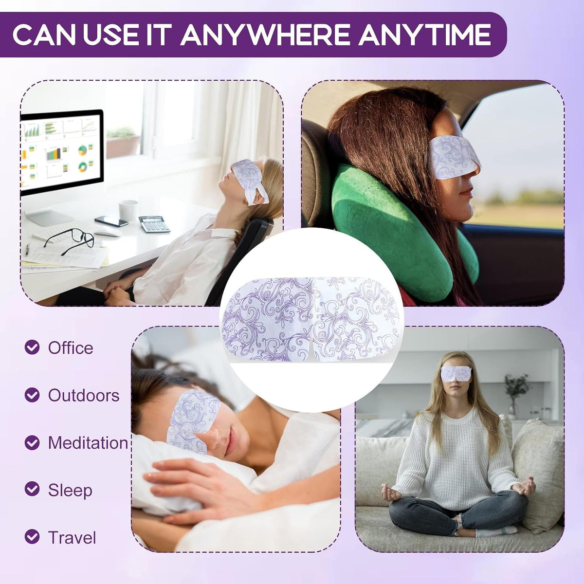 XPCARE 72 Pack Steam Eye Mask Disposable for Dry Eyes Cornea Care-Lavender