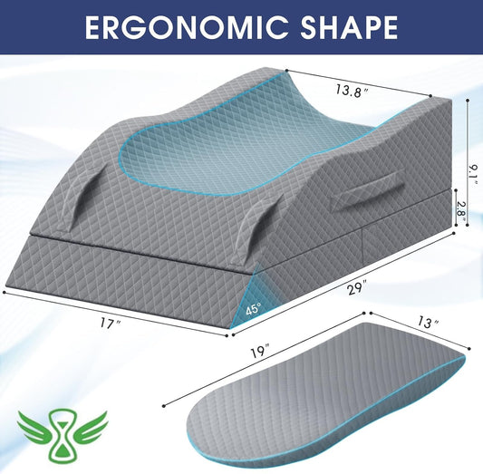 CushZone Leg Pillow, Elevation Pillows for Leg After Surgery, Grey