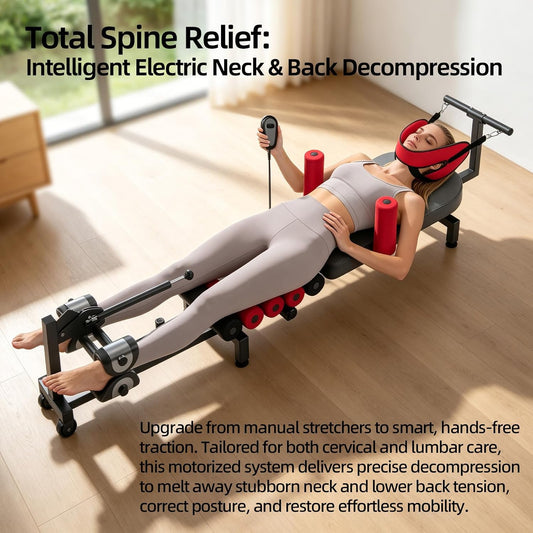 Motorized Spinal Decompression Table - Electric Back Traction Machine for Sciatica & Herniated Disc Relief, Professional Lumbar Stretching Device for Home Physical Therapy & Pain Management