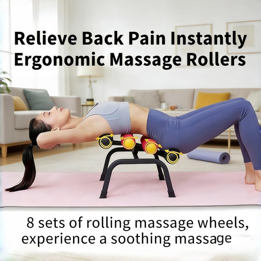 Mini Inversion Table with 8 Massage Rollers Back Stretching Machine | 400LBS Capacity Back Popper Spinal Decompression Table for Home Gym