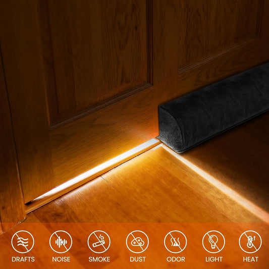 GDHOMM Door Draft Stopper for Bottom of Door, Adjustable Door Sweep Door Draft Blocker Door Gap Filler, Energy Saving, Keeps Sound Draft Light Out - Fits 30” to 36” Door