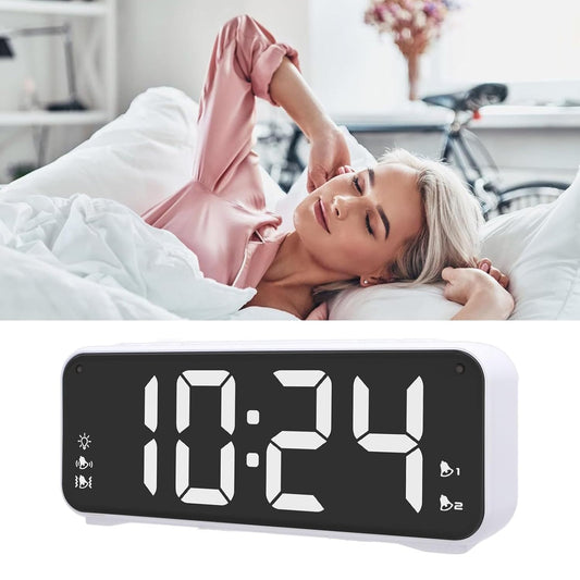 Dioche Extra Loud Dual Alarm Clock with Bed Shaker Powerful Vibrating Alarm Clock for Heavy Sleepers Large LED Display Adjustable Brightness Snooze Function ABS Material