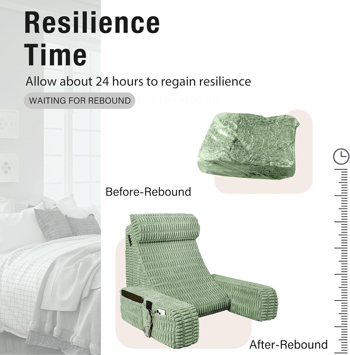 Reading Pillow for Bed Sitting Up with Large Pockets,Modern Style