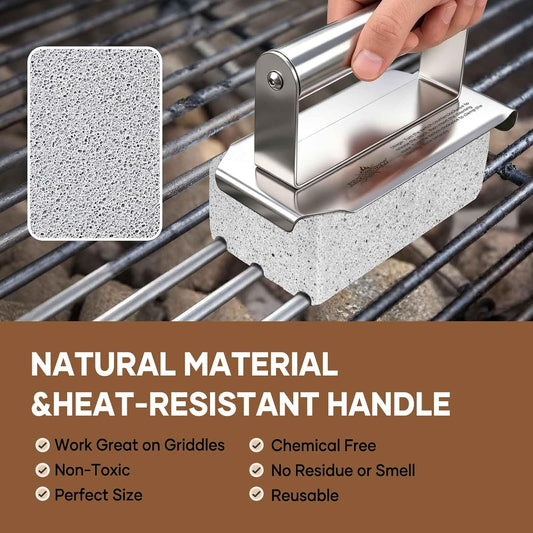 XUDAKAIXIN Grill Cleaning Bricks with Handle, Pumice Griddle Cleaning Stone Removing Stains for Grill,Plattop Griddle,Sink,Cookwares,Floor,Countertop(3-Pack with Handle)
