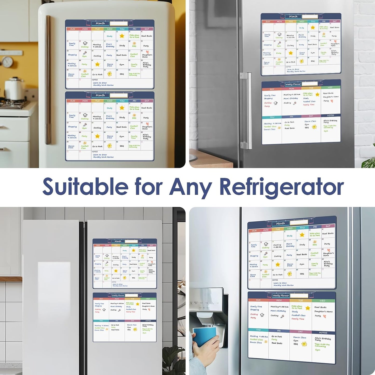 MaxGear Magnetic Dry Erase Calendar for Refrigerator 11"x14" Monthly&Weekly | Erasable Whiteboard Fridge Planner Chore Schedule to do List Magnet Board