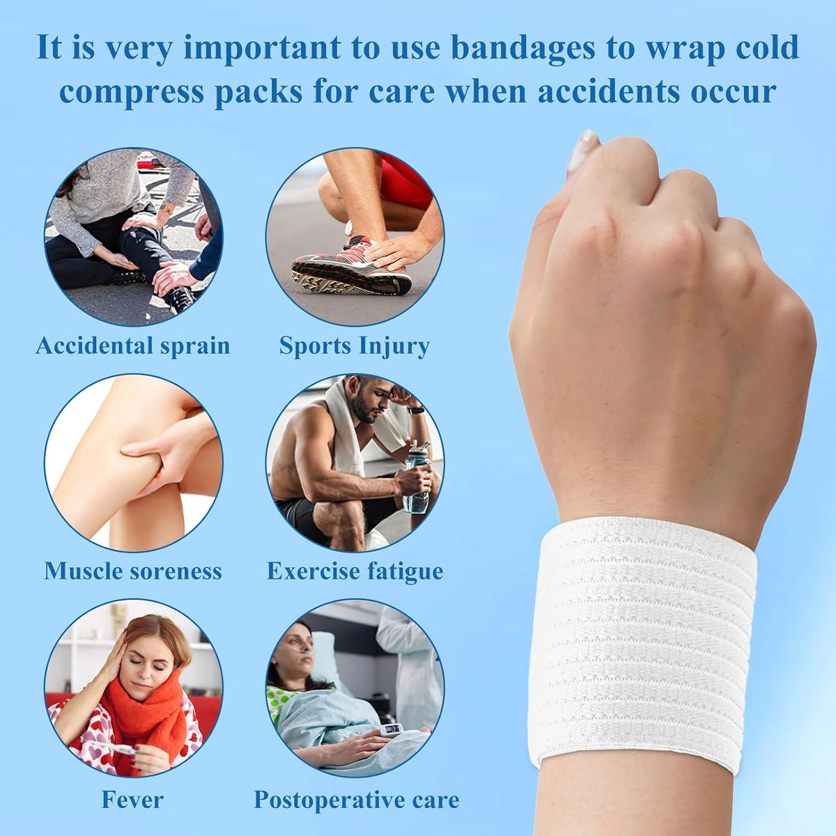 4-Pack Ice Pack Straps,35.5"x3"Elastic Ice Pack Wrap Holder with Hook&Loop