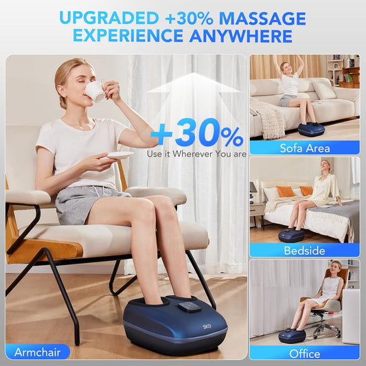 SKG YS100 Shiatsu Foot Massager with Heat for Plantar Fasciitis | Feet Massager with 3 Air Compression Modes, Size 5-13, Fits up to Size 13, Men Women Dad Gifts