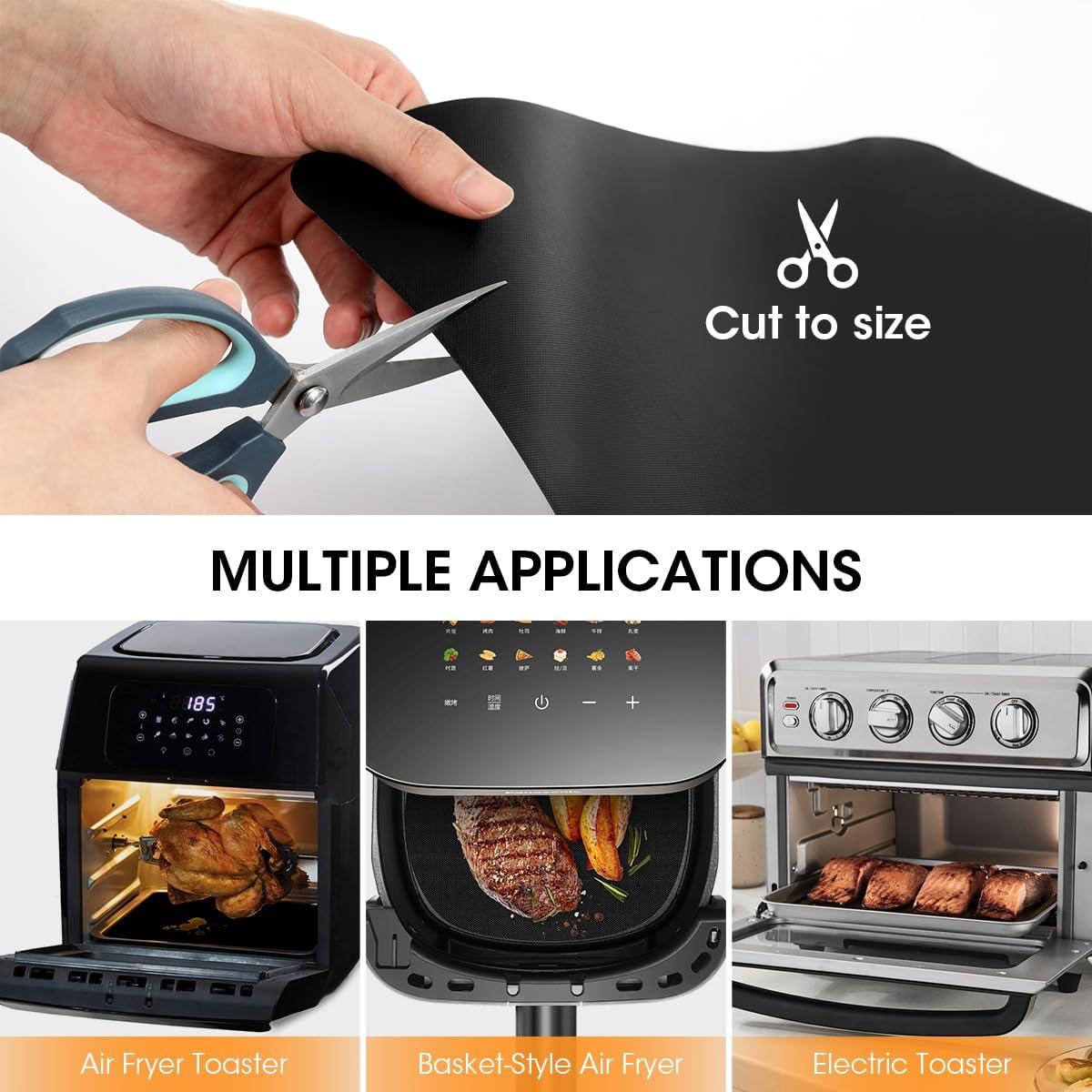 AIEVE Air Fryer Liners, 4 Packs Teflon Oven Liners for Bottom of Oven Compatible with Ninja Foodi SP101 SP201 SP301 SP351, Reusable Non-stick Air Fryer Baking Mat Sheets (12"x12")