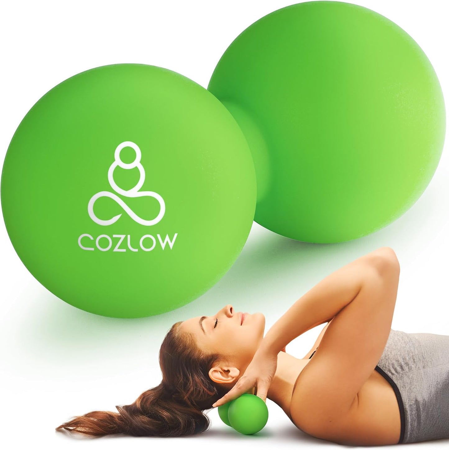 COZLOW Peanut Massage Ball - Deep Tissue Therapy, Pain Relief - Cobalt Blue | Cozlow 5" double lacrosse silicone massage ball, trigger point roller for mobility, acupressure tool for myofascial release