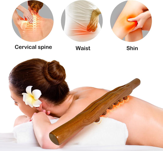 Wooden Massager Handheld Roller Trigger Point Massager Stick for Fascia, Cellulite, Muscle & Abdomen , Body Therapy Massager, Muscle Belly Relief Tool…