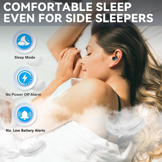 Sleep Earbuds for Side Sleepers, Wireless Noise Cancelling Sleep Headphones with Sleep Mode, LED Power Display, Comfort Fit for Sleeping, Working, Hiking (Gold)