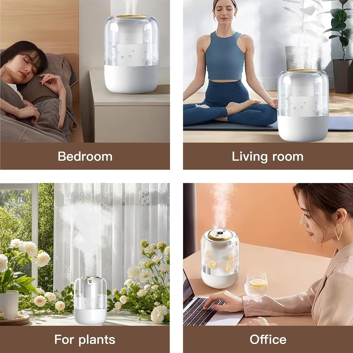 Air Humidifier for Bedroom, 2L Quiet Cool Mist Humidifier for Plants Dorm Room Office Home Car Personal Humidificador with 3 Mist Modes & Night Light