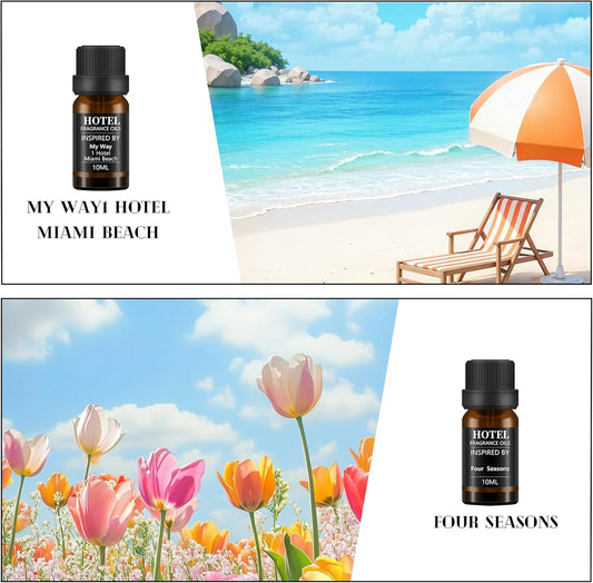Hotel Collection Diffuser Essential Oil Gift Set,Hotel Scents for Home,Stress Relief Air Freshening,My Way,The Beach Villas and Other Luxury Hotel Scents Waterless Essential Oil Diffuser