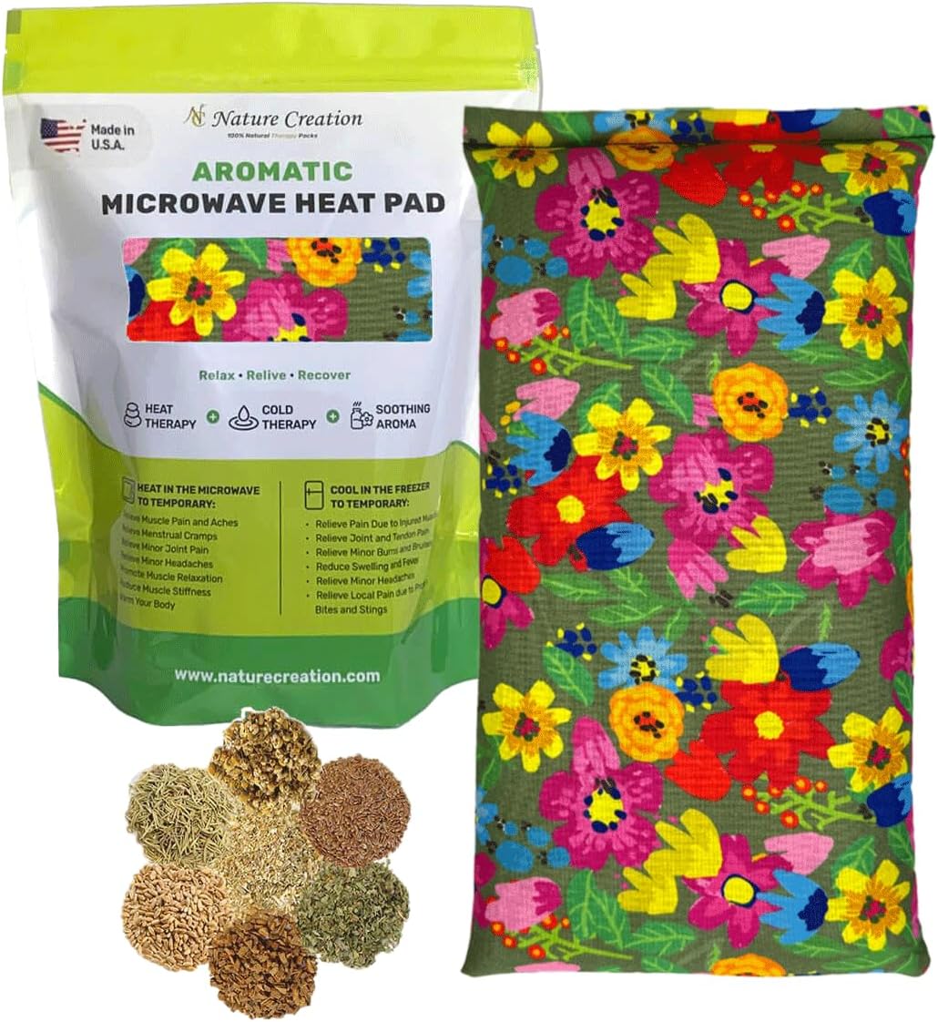 Nature Creation Microwaveable Herbal Heating Pad - Microwave Heating Pad for Neck and Shoulders, Cold & Hot Pack, Heat Pack Warming Pad, Microwavable Heating Pads - Pack of 1 (Lavender Flowers)
