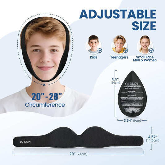 LotFancy Wisdom Teeth Ice Pack Head Wrap, Face Ice Pack for TMJ Jaw Toothache Pain Relief, with 4 Reusable Hot Cold Therapy Gel Packs, for Chin, Oral and Facial Surgery, for Kids, Teens, Petite Adults