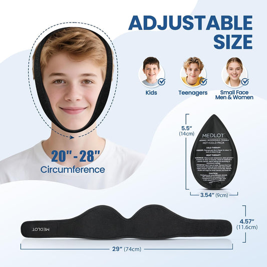 LotFancy Wisdom Teeth Ice Pack Head Wrap, Face Ice Pack for TMJ Jaw Toothache Pain Relief, with 4 Reusable Hot Cold Therapy Gel Packs, for Chin, Oral and Facial Surgery, for Kids, Teens, Petite Adults