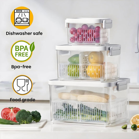 Produce Saver, Fruit Storage Containers Produce Containers Berry Containers with Colanders, 3.8 Cup