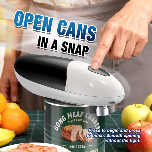 Electric Can Opener, One Press Start/Stop, Automatic Can Opener with Smooth Edge, Hands Free, Battery Powered, Electric Can Openers for kitchen, Can Openers for Seniors with Arthritis, black