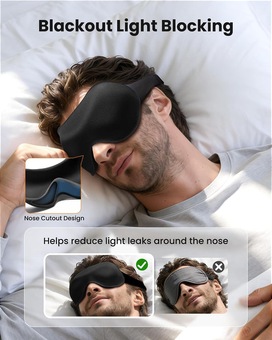 3 Pack Sleep Masks for Side Sleepers, True Blackout 3D Eye Mask for Sleeping, Zero Eye Pressure, Lash-Friendly, Adjustable Soft Eye Cover for Women Men, Travel Night Blindfold