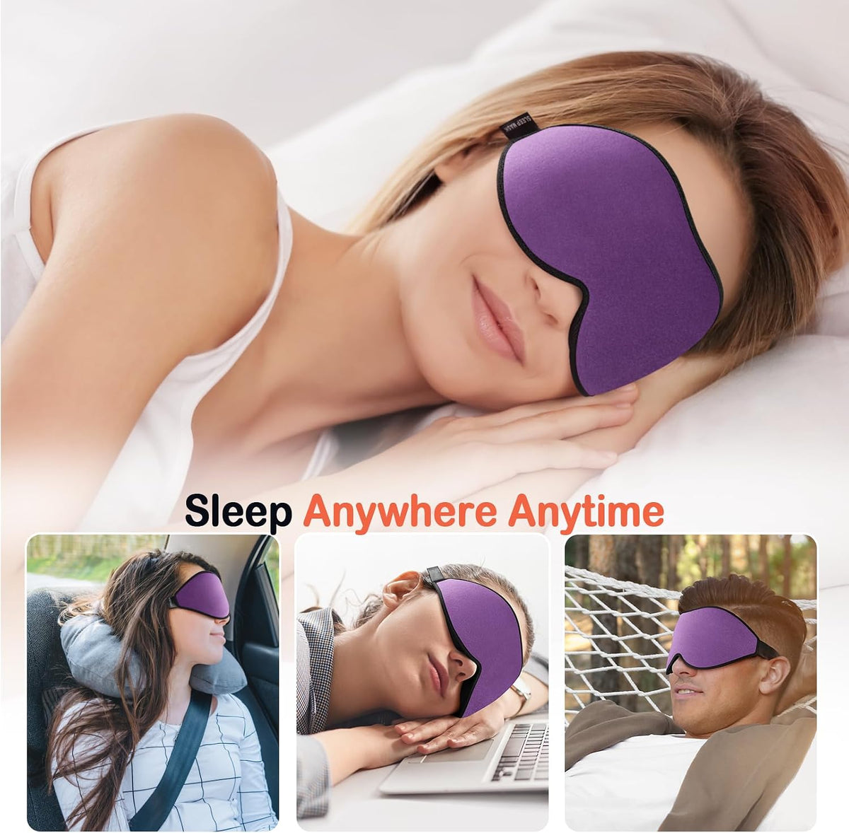 LitBear Sleep Mask for Side Sleeper Women Men, Eye Mask for Sleeping