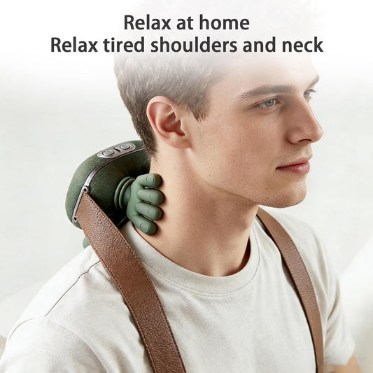 Upgraded Neck and Shoulder Massager,Professional Shiatsu Neck Massager,Portable Deep Tissue 4D Kneading with Heat,Intelligent Simulated Human Hand Design for Pain Relief and Muscle (Green)