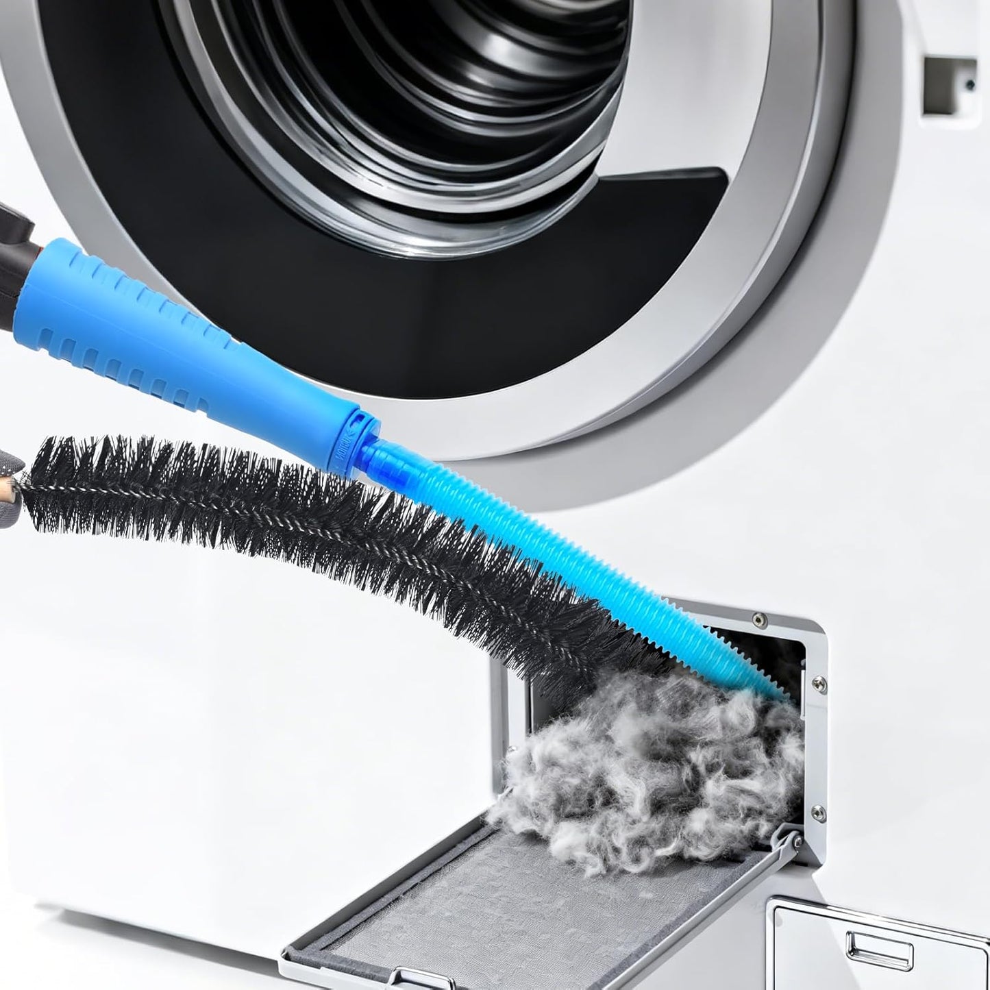 Universal Dryer Vent Cleaner Kit Compatible with Most Vacuum Cleaner Include Vacuum Hose Attachment Accessories Brush Lint Act Brush,Dryer Vent Vacuum Hose with Basic Protective Gloves