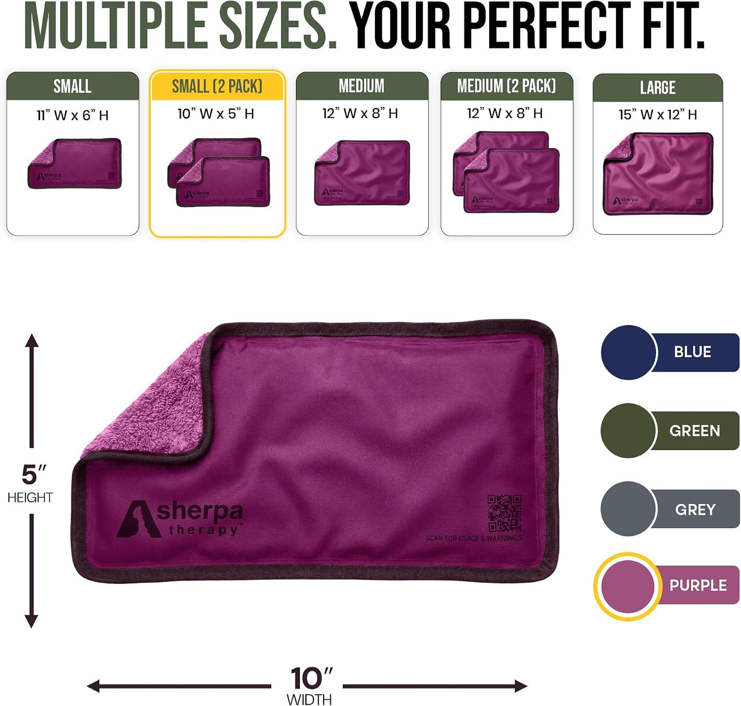 Medium Flexible Gel Ice Packs Reusable - Hot and Cold Soft Ice Packs for Injuries Reusable for Ankle, Arm, Foot, Leg, Back Pain Relief - 8" x 12" - Purple