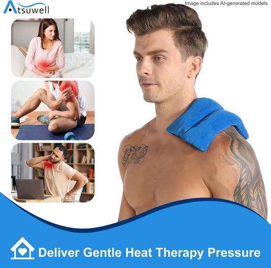 6 x 11'' Microwave Heating Pad for Cramps & Joint Relief, Blue | Stomach & Neck Stress Relief , Hot or Cold Therapy, Rice Microwavable Heat Pack, Unscented Moist Pad for Women & Men