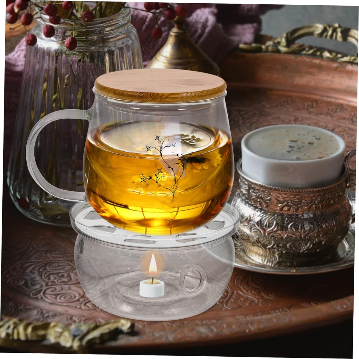 Retro Teapot Warmer Tea Pot Heating Base Tea Warmer Heater for Kitchen