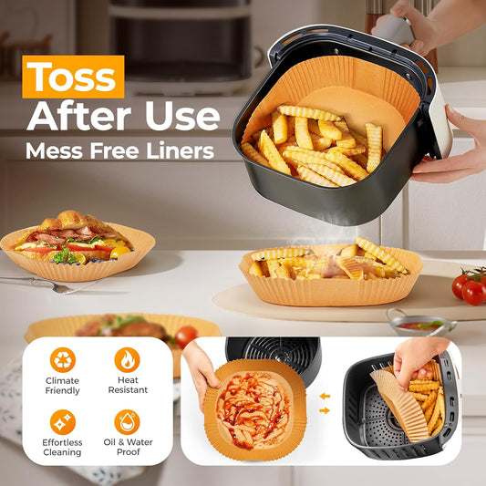 Vailnd Air Fryer Paper Liners, Air Fryer Liners Disposable 8" Square