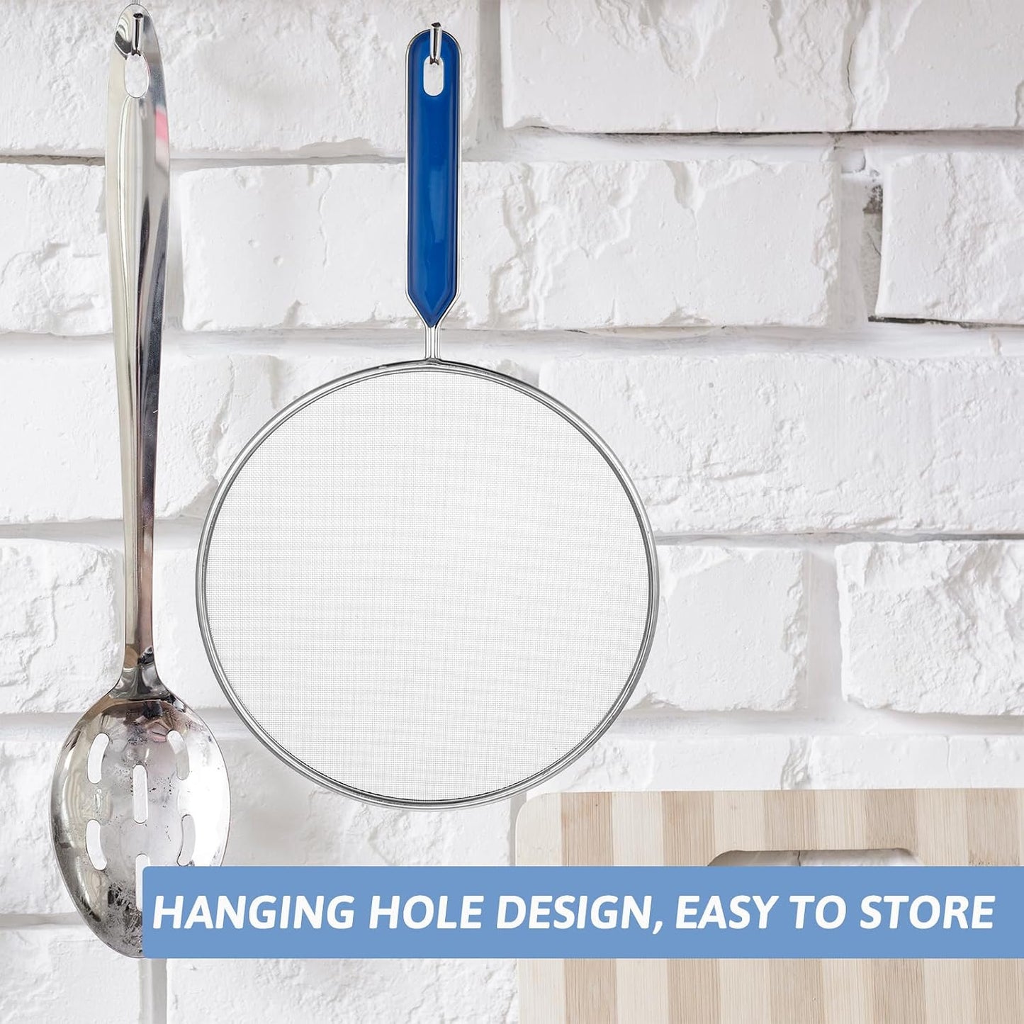Stainless Steel Grease Splatter Screen for Frying Pan 8’’ Splatter Guard with Comfortable Grip Handle Pan Cover Cooking Protector Ultra Fine Mesh Prevents Oil Splatters and Messes for Frying Cooking