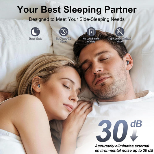 Sleep Earbuds Bluetooth 6.0 in Ear, 2026 New Mini Sleep Headphones with Sleep Monitor and APP, Sleepbuds for Side Sleepers, 48H Playtime Sleep Earphones with Personal Alarm/Small Earplugs, Black