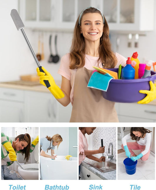 6 Pack Pumice Stone Toilet Bowl Cleaner | 22" Stainless Handle Hard Water Stains Remover, Extra Long Pumice Brush for Toilet, Sink, Pool, Tile, Grill