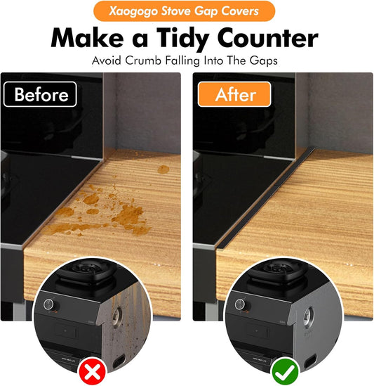 Stainless Steel Stove Gap Covers (2PCS), Stove Gap Filler for Kitchen Oven Counter Side Gap, Range Trim Kit, Easy Clean and Heat Resistant, Adjustable Length 13.8" to 27.5" 1