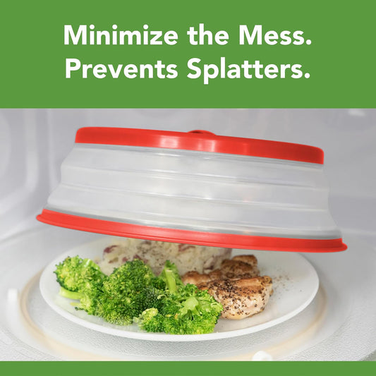 Tovolo Microwave Splatter Cover for Food, Large (Charcoal) - Collapsible & Vented Silicone Splatter Guard Lid - Microwave Plate & Dish Cover with Handle - BPA-Free Kitchen Gadget for Meal Prep