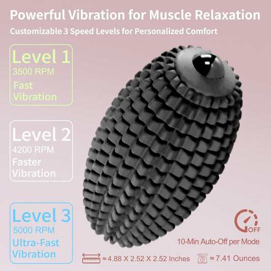 Vibrating Massage Ball for Plantar Fasciitis, Silicone Trigger Point, Myofascial Massage Ball, Deep Tissue Roller for Back, Shoulder, Foot, Muscle Recovery, Hip & Psoas Release Tool (Blue)