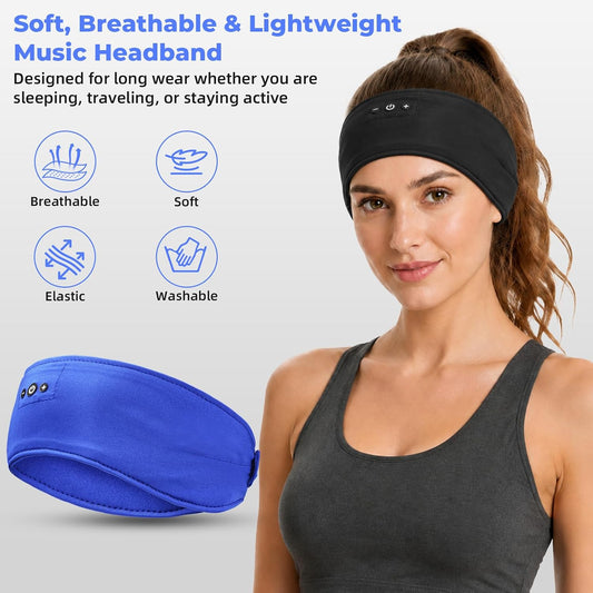 2-Pack Sleep Headphones Headband with Adjustable Hook and Loop, Bluetooth Headband Headphones for Sleeping Workout Running Yoga Gift