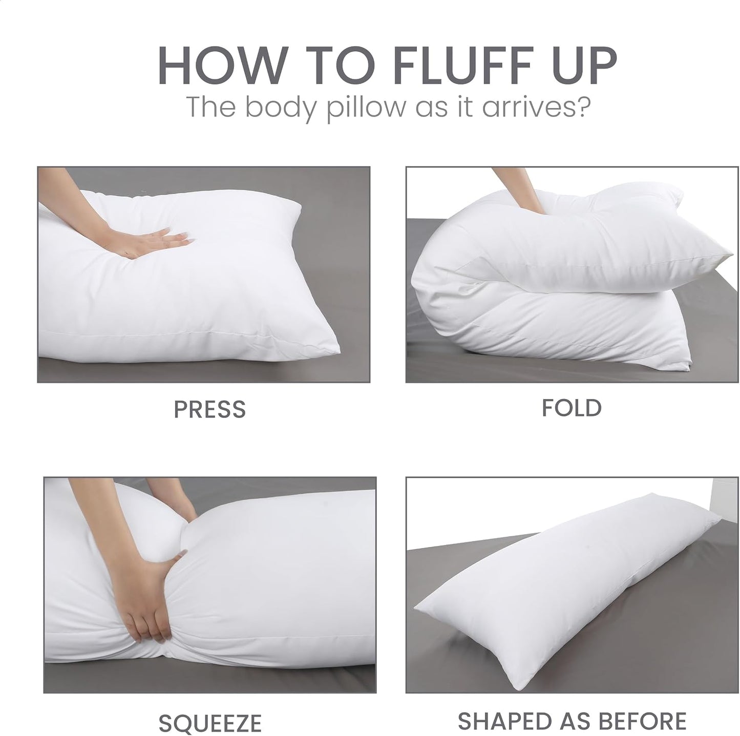 Utopia Bedding Full Body Pillow for Side Sleeper, White Long Pillow for Bed | Large Body pillows for Adults, Plush Support, Pregnancy Pillow Insert for sleeping, helps maintain body contour, 20x54 inches