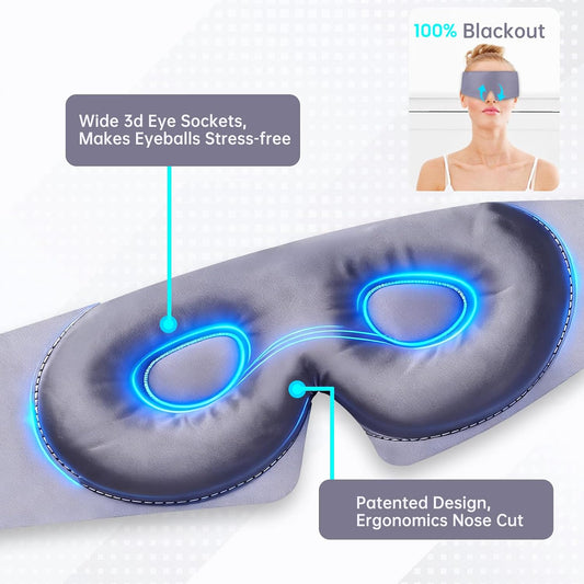 Calm&Relax Bamboo Sleep Mask - Cooling 3D Eye Mask, Lash Friendly,White | Total Blackout 3D Contoured Eye Mask for Travel, Home, Yoga - Adjustable Soft Viscose Night Blindfold for Side Sleepers