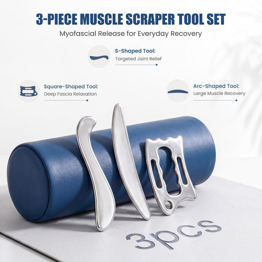 Muscle Scraper Tools, Stainless Steel Guasha Tool for Body, Scraping Tool Physical Therapy, Myofascial Release Tool, Massage Tools for Deep Tissue