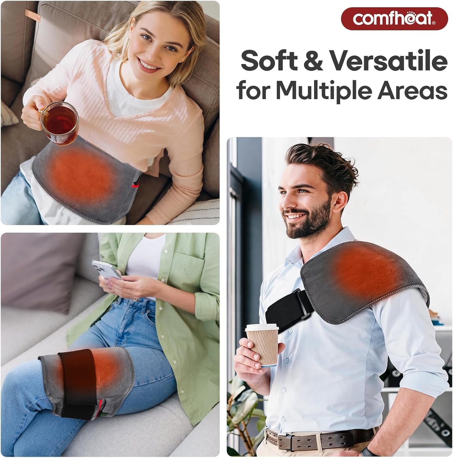 10000mAh Cordless Heating Pad for Back, Portable Rechargeable | Lower Back Pain Relief Wearable Heat Belt Battery Powered, Fathers Day Dad Gift for Men Women Mom Lumbar, Up to 60" Waist