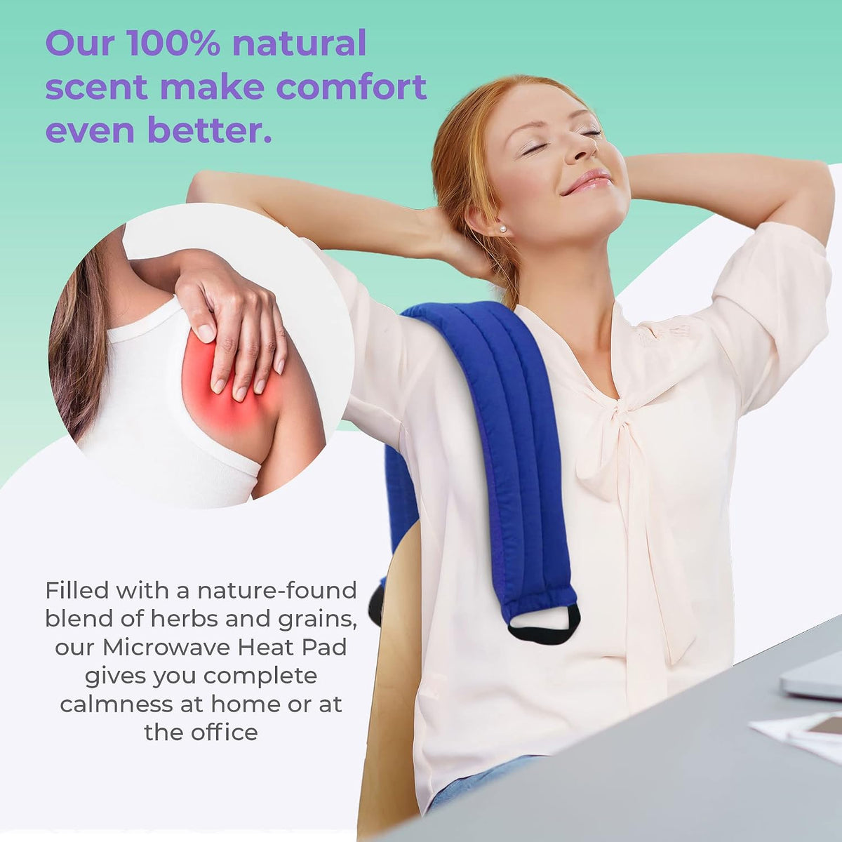 Microwavable Heating Pads for Lower Back, Neck, and Shoulder Pain Relief - Moist Microwave Heating Pad for Muscles and Joints - Microwave Hot Pack Heat Pad for Cramps -1 Heat Pack Blue-Lavender Scent