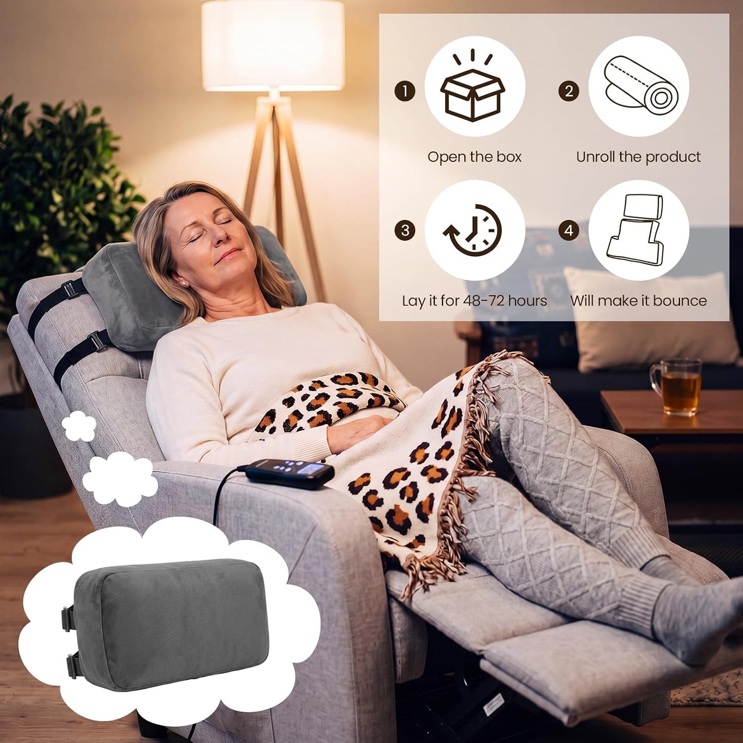 Novabright Head Recliner Pillow Adjustable Headrest Pillow for Recliner 15.75 x 7.87‘' Detachable Soft Non Slip Velvet Relieve Neck Support for Sofa Couch Armchair Travel Home with Zipper Cover