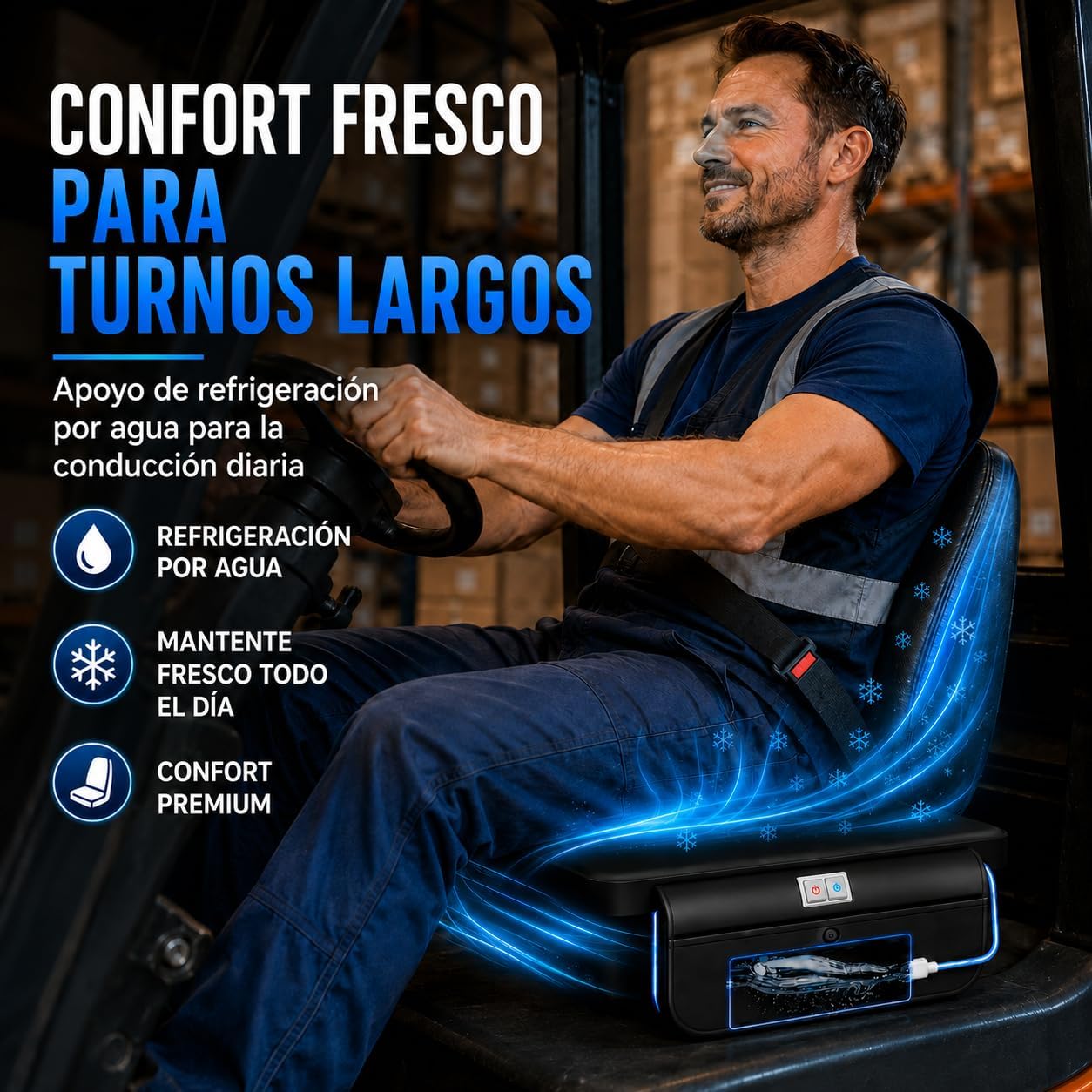 80°F Water Cooling Seat Cushion for Car Seat & Office Chair | 3-Speed Strong Cooling for Long Sitting, 300ml Water Bag, Truck Driver, Wheelchair, Travel & Stadium, Gift for Father, Dad