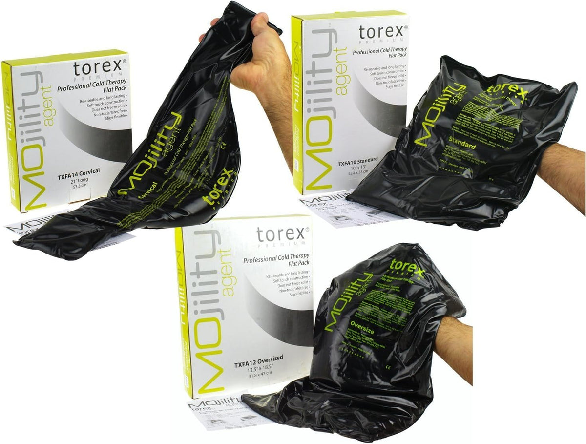 Torex Mojility - Hot and Cold Therapy Flat Pack - Reusable Gel Ice Pack (Cervical Black 2 x 6.5).