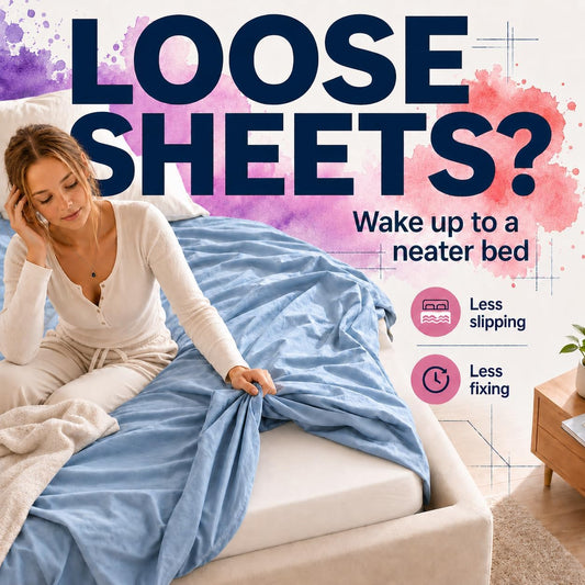 Bed Sheet Holders for Corners - Secure Fitted Sheet Holder with Lock Strips for Queen and King Size Bedsheets, Ideal for Dorms, No Metal Clips, Includes Corner