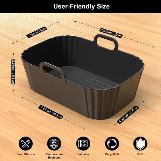 Silicone Air Fryer Liners 2 Pack, Reusable Liners for Ninja Foodi Dual DZ201 DZ401 DZ550 DZ320, COSORI 9QT, Instant & Chefman, Fits 8–10QT Dual Basket Air Fryers
