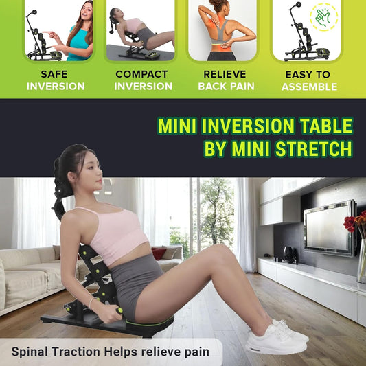 Mini Inversion Table by Mini Stretch, Relieve Back Pain, Re-Align The Spine, Stretch The Back and Neck. 330 lbs. Weight Capacity, Compact Foldable Back Stretcher
