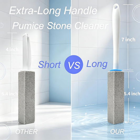 10 Pack Toilet Pumice Stone with Extra Long Handle, Pumice Stone for Toilet Cleaning, Toilet Bowl Cleaner, Removing Hard Water for Toilet, Sink, Tile and Pool, 2 Wands+10 Stones